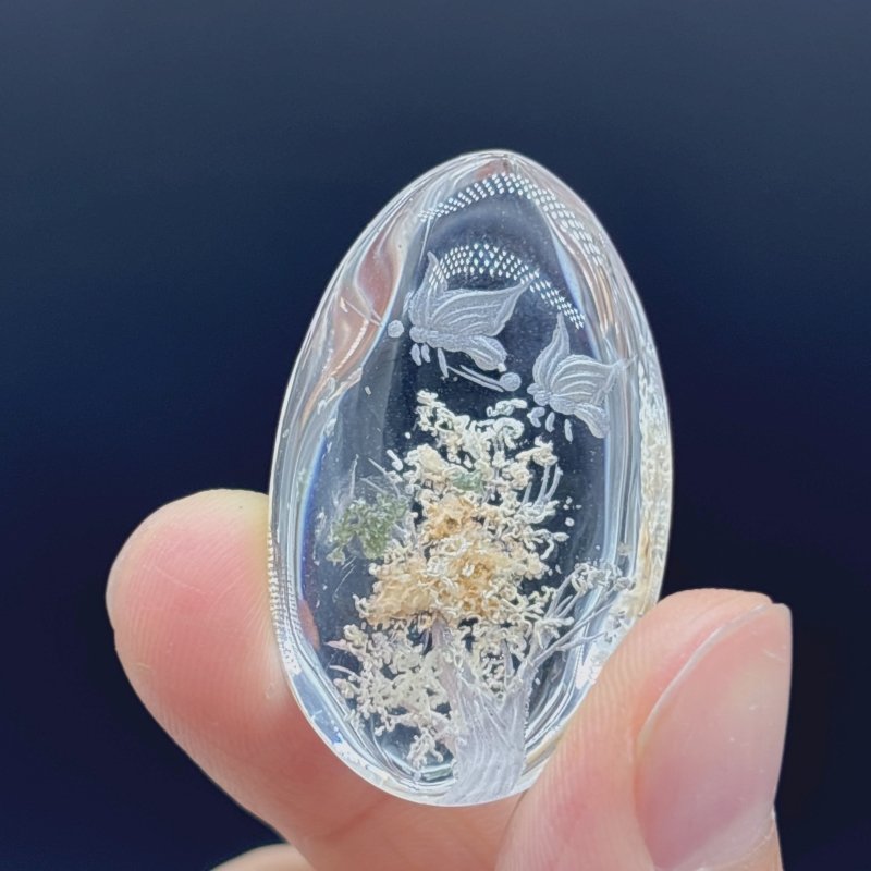 4 Pieces Butterfly Garden Quartz Inner Scene Carving - Wholesale Crystals