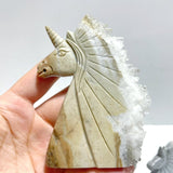 4 Pieces Clear Quartz Cluster Unicorn Carving - Wholesale Crystals