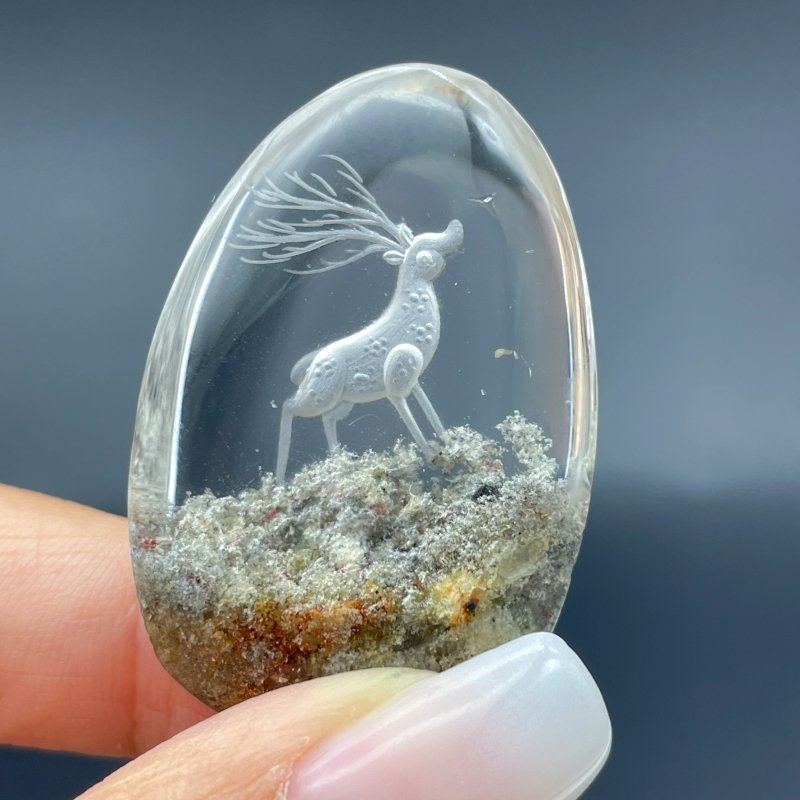 4 Pieces Deer Garden Quartz Inner Scene Carving - Wholesale Crystals