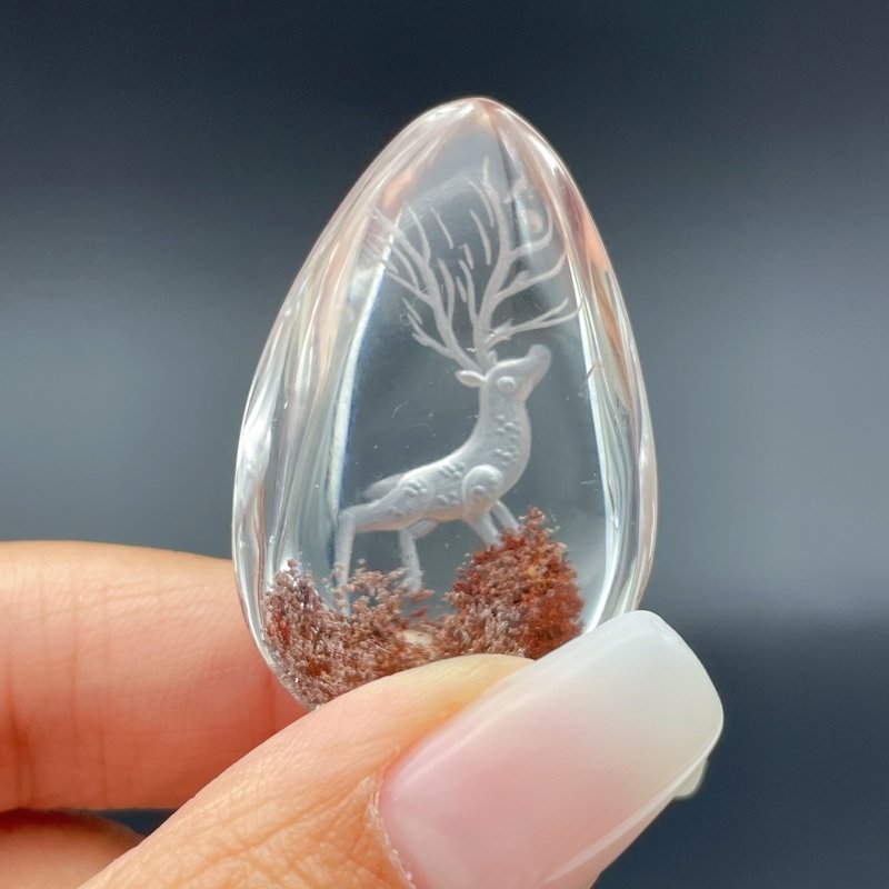 4 Pieces Deer Garden Quartz Inner Scene Carving - Wholesale Crystals