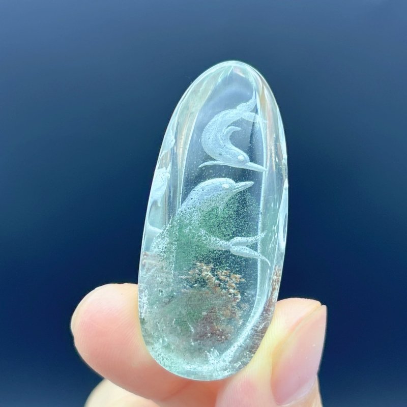 4 Pieces Dolphin Garden Quartz Inner Scene Carving - Wholesale Crystals