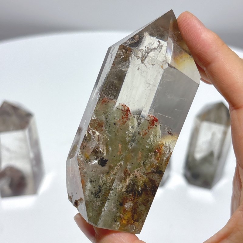 4 Pieces Garden Quartz Tower Points Lodolite - Wholesale Crystals