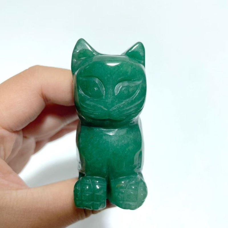 4 Pieces Green Aventurine Cat Carving - Wholesale Crystals