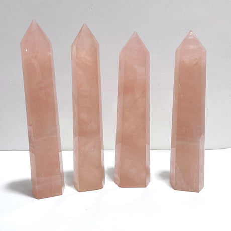 4 Pieces High Quality Large Madagascar Rose Quartz Tower Points - Wholesale Crystals