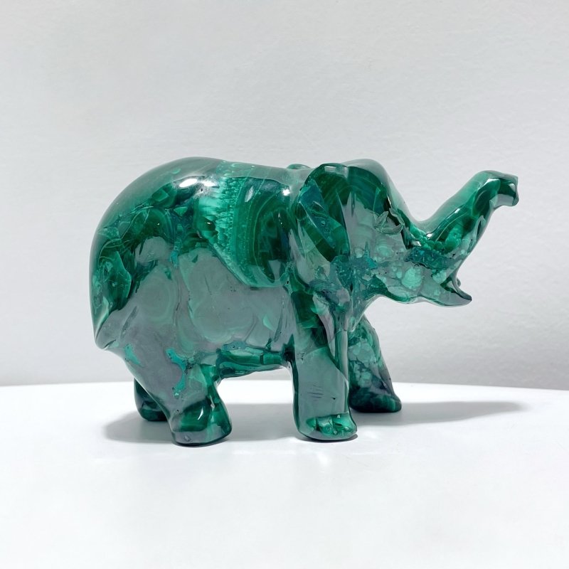 4 Pieces High Quality Malachite Elephant Carving - Wholesale Crystals