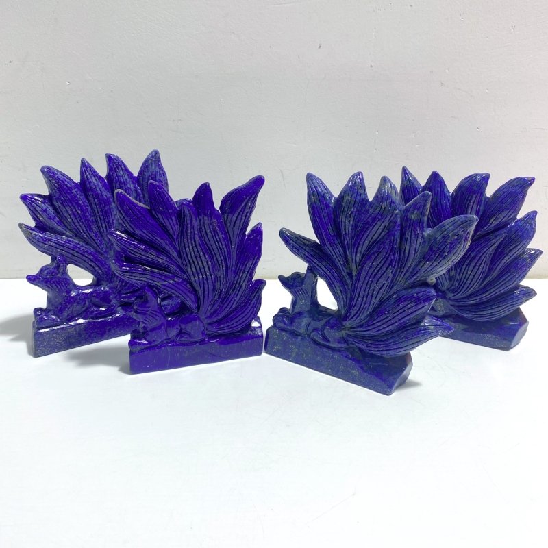 4 Pieces Lapis Lazuli Nine - tailed Fox Carving - Wholesale Crystals