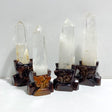 4 Pieces Large Clear Quartz Tower Point Ornaments With Stand - Wholesale Crystals