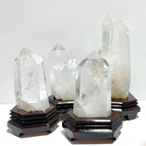 4 Pieces Large Clear Quartz Tower Raw Bottom With Stand - Wholesale Crystals