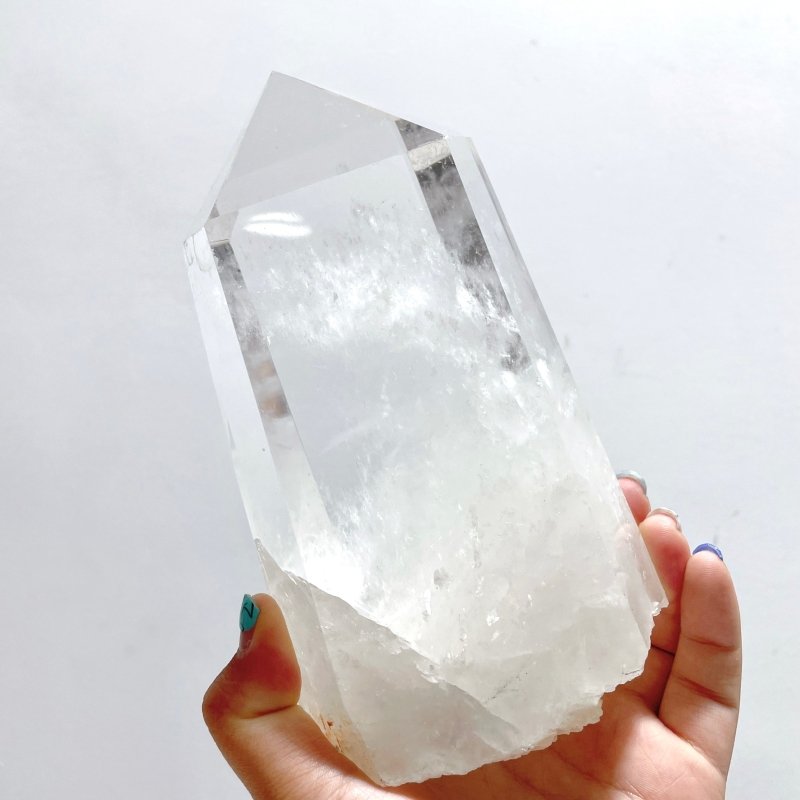 4 Pieces Large Clear Quartz Tower Raw Bottom With Stand - Wholesale Crystals