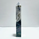 4 Pieces Large Geode Druzy Moss Agate Four - Sided Points - Wholesale Crystals