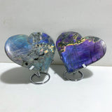 4 Pieces Large Labradorite Heart With Stand -Wholesale Crystals