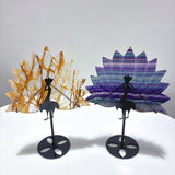 4 Pieces Peacock Shape Stone Carving With Stand Fluorite Amethyst Mixed Agate - Wholesale Crystals