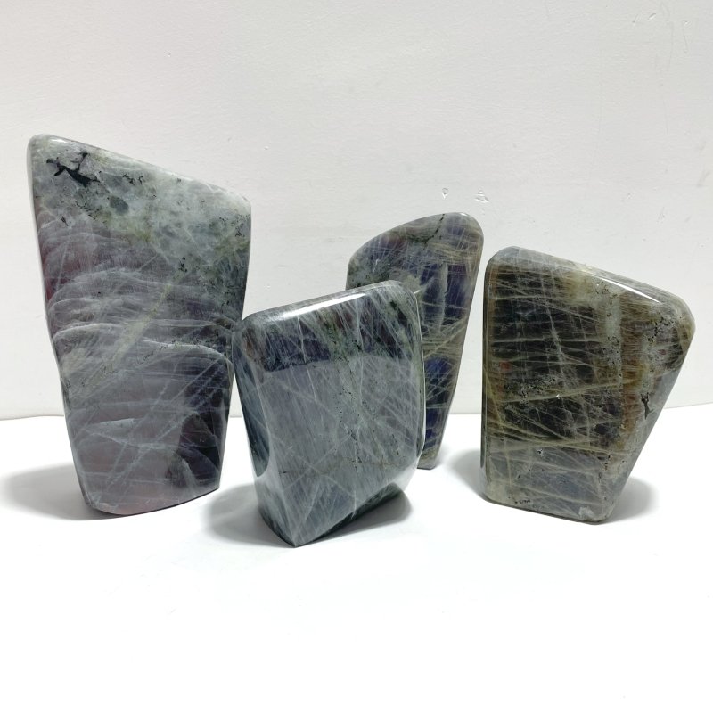 4 Pieces Purple Labradorite High Quality Polished Large Free Form - Wholesale Crystals