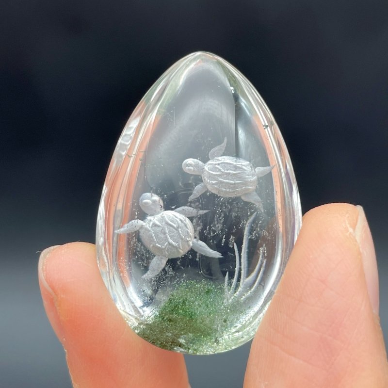 4 Pieces Sea Turtle Garden Quartz Inner Scene Carving -Wholesale Crystals