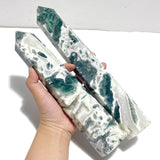4 Pieces Tall Geode Druzy Moss Agate Tower Points - Wholesale Crystals