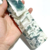 4 Pieces Tall Geode Druzy Moss Agate Tower Points - Wholesale Crystals