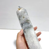 4 Pieces Tall Geode Druzy White Moss Agate Tower Points - Wholesale Crystals