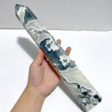 4 Pieces Tall Geode Druzy White Moss Agate Tower Points - Wholesale Crystals