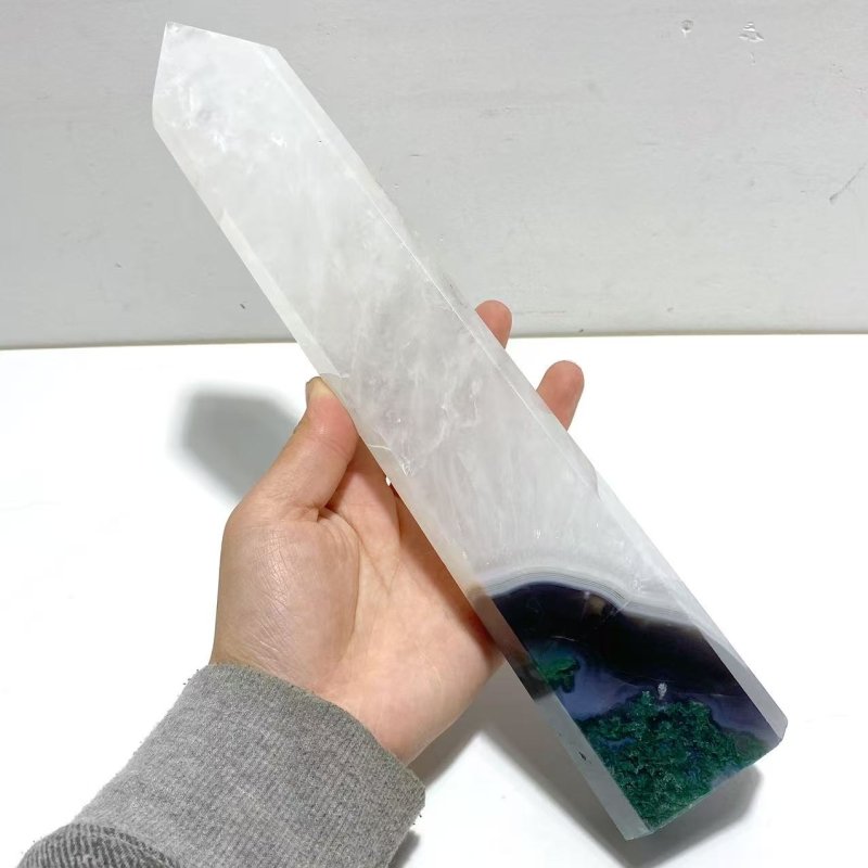 4 Pieces Tall Green Moss Agate Points - Wholesale Crystals