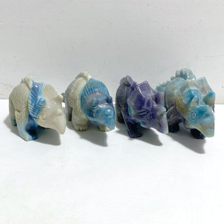4 Pieces Trolleite Stone Triceratops Three-horned Dinosaur Carving -Wholesale Crystals