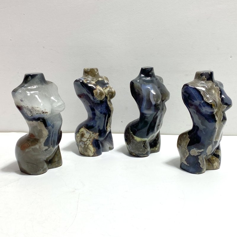 4 Pieces Volcano Agate Goddess Carving (UV - Reactive) - Wholesale Crystals