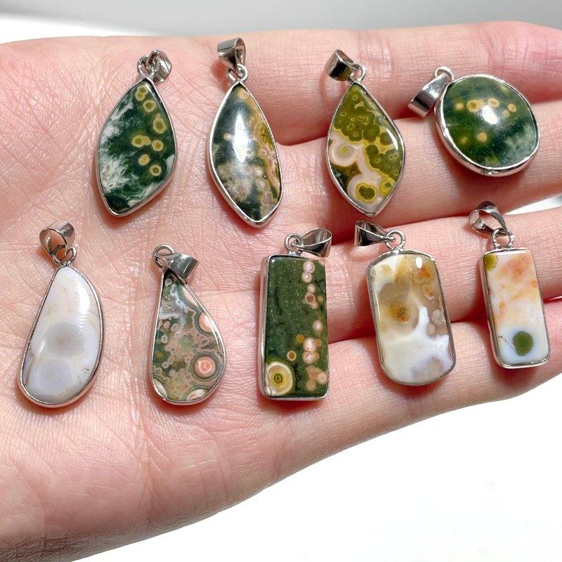 40 Pieces Beautiful Small Vein Ocean Japser Pendant - Wholesale Crystals