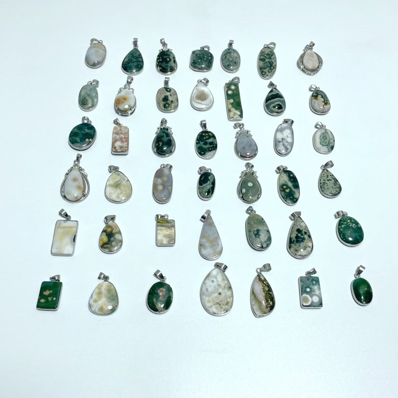 42 Pieces Vein Ocean Japser Pendant - Wholesale Crystals