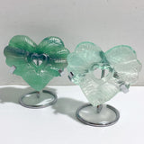 7 Pieces Rainbow Fluorite Heart Carving With Stand