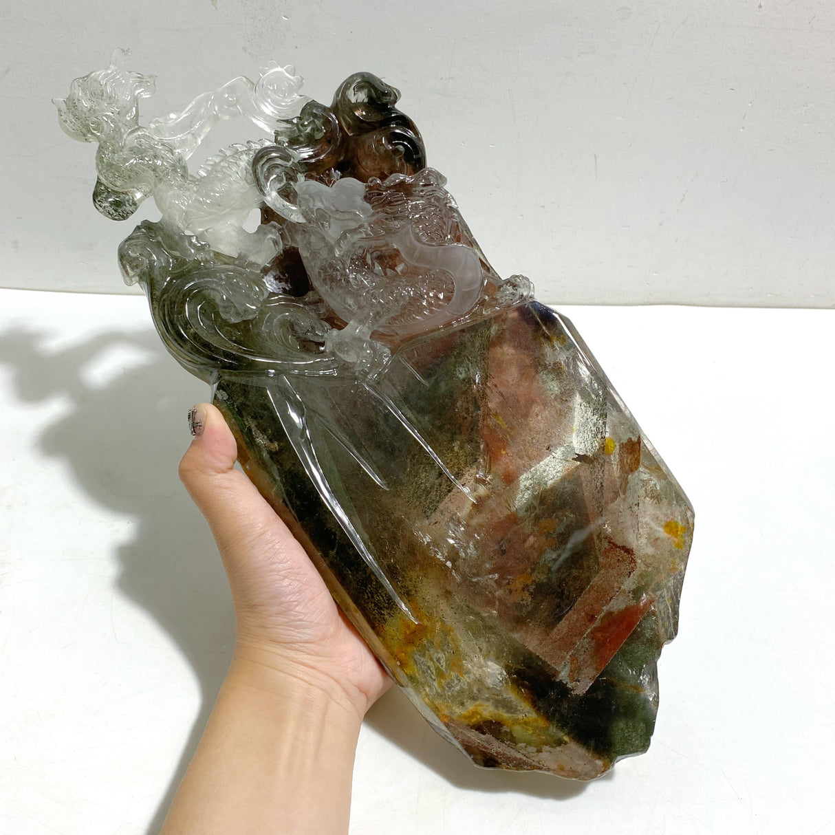 Unique Chinese Dragon Garden Quartz Carving Home Decor