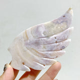 Pink Amethyst Heart Wing Carving With Stand