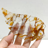 Red Fire Quartz Heart Wing Carving With Stand