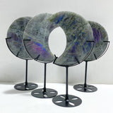 4 Pieces Beautiful Large Labradorite Moon Carving With Stand