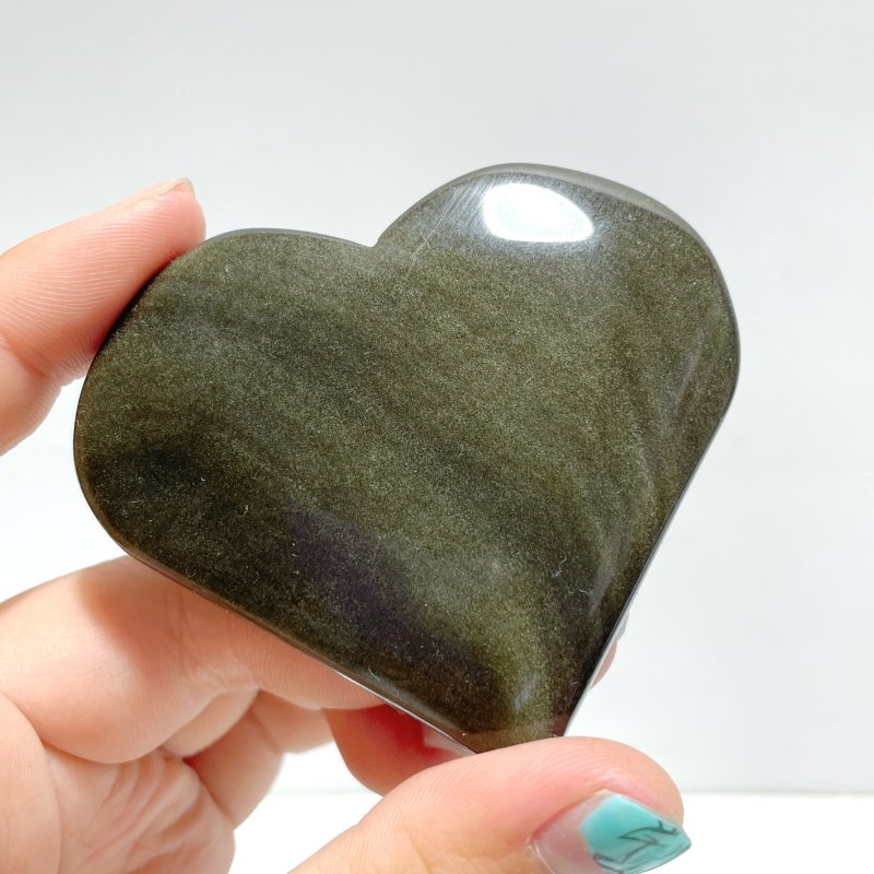 4.5 - 7.5cm Gold Sheen Obsidian Heart Wholesale - Wholesale Crystals