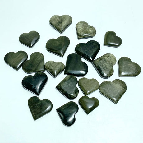 4.5 - 7.5cm Gold Sheen Obsidian Heart Wholesale - Wholesale Crystals