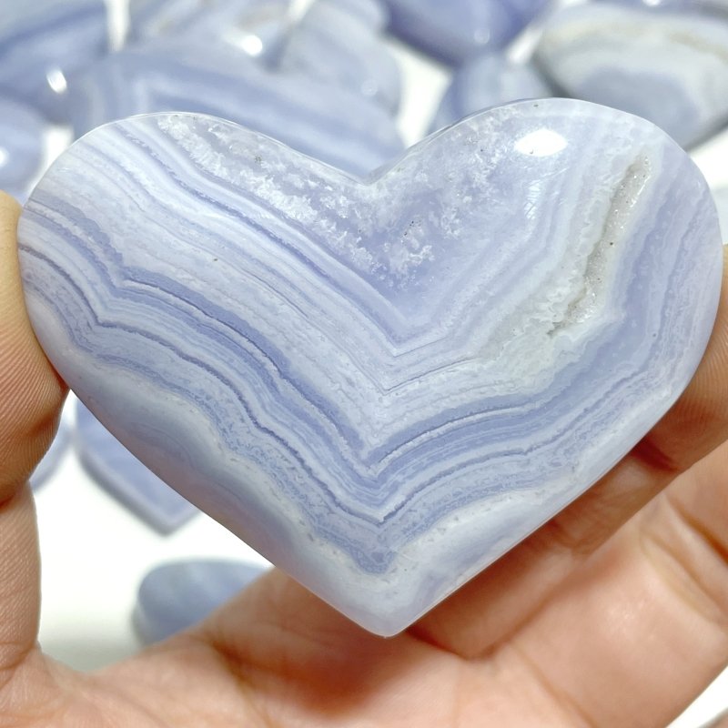 45 Pieces High Quality Blue Lace Agate Heart - Wholesale Crystals