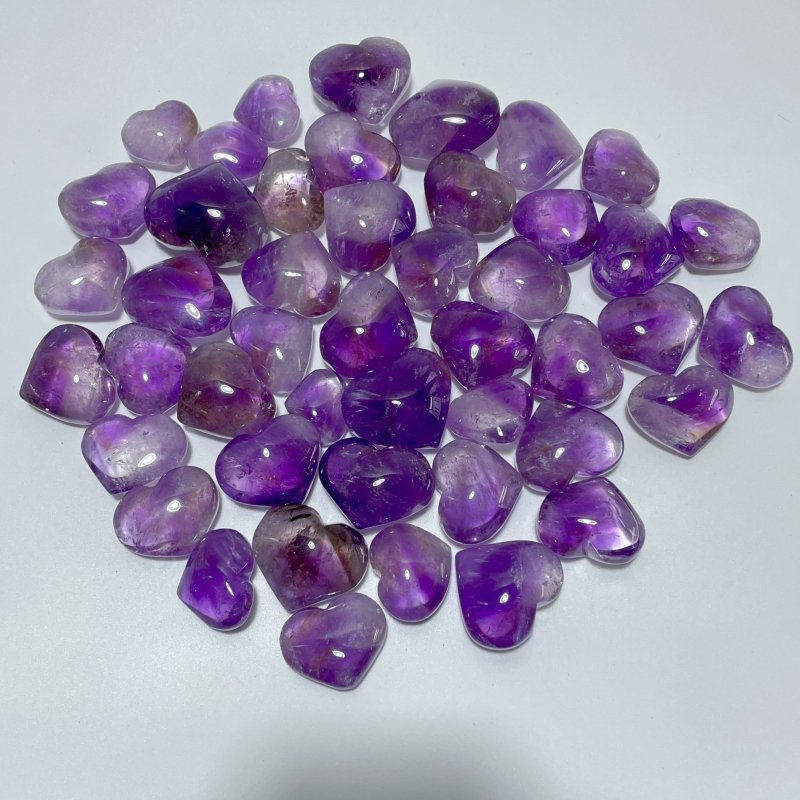 46 Pieces Small Amethyst Heart - Wholesale Crystals