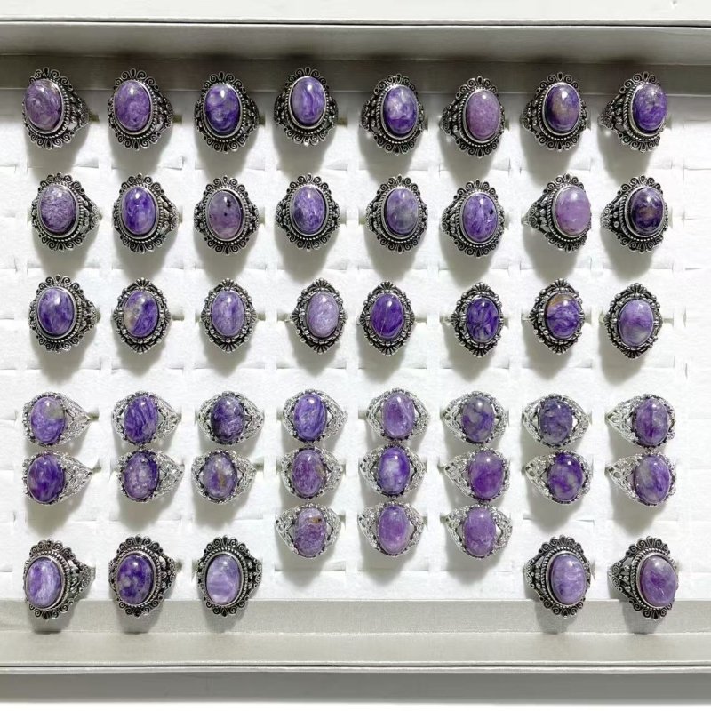 47 Pieces Charoite Different Styles Ring 2 - Wholesale Crystals