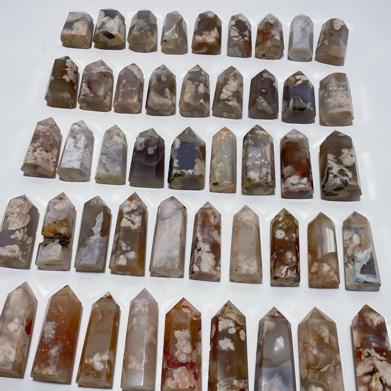 47 Pieces Fat Sakura Flower Agate Tower Points - Wholesale Crystals