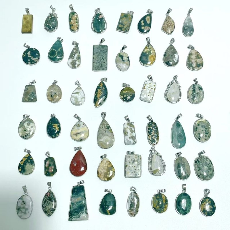 48 Pieces Vein Ocean Japser Pendant - Wholesale Crystals