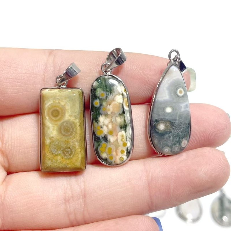 48 Pieces Vein Ocean Japser Pendant - Wholesale Crystals