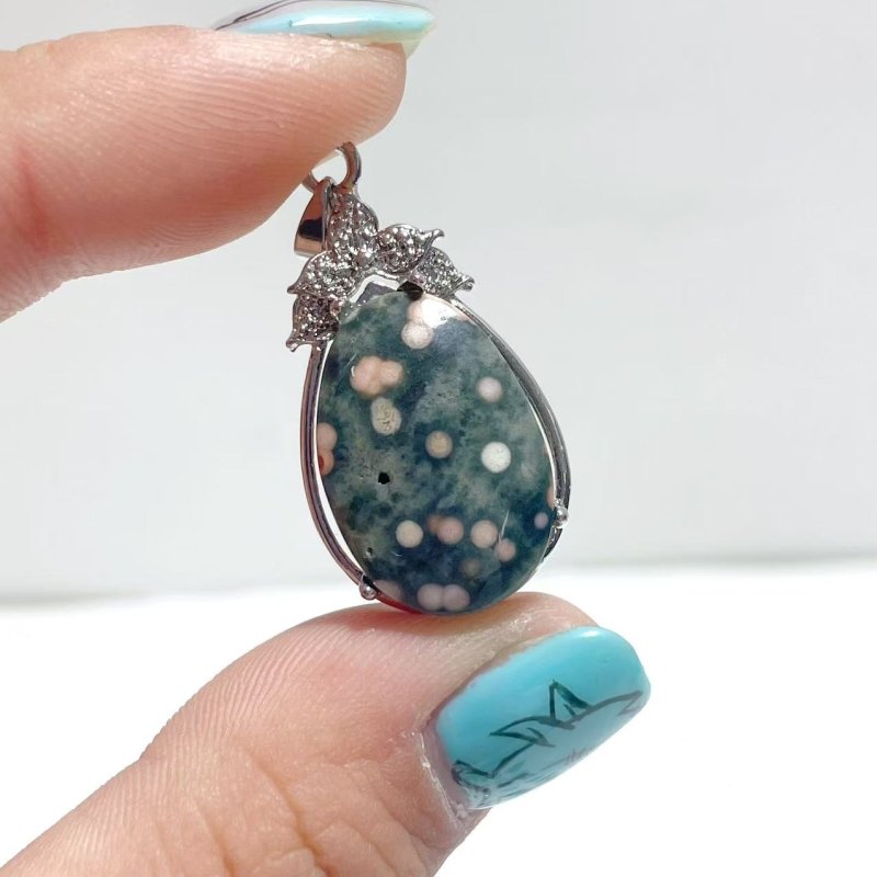 48 Pieces Vein Ocean Japser Pendant - Wholesale Crystals