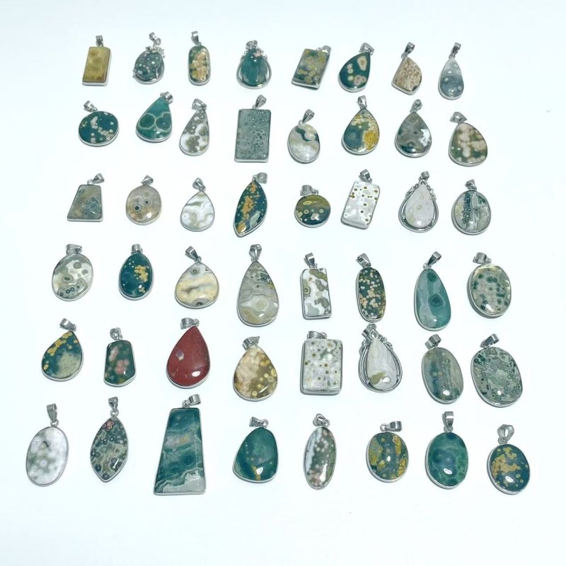 48 Pieces Vein Ocean Japser Pendant - Wholesale Crystals