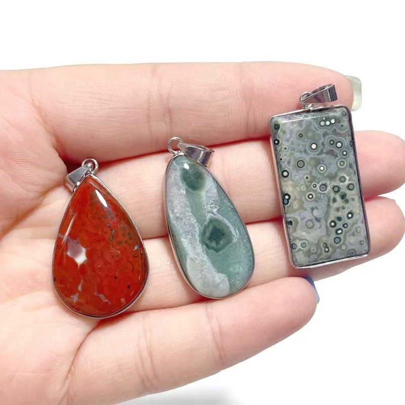 48 Pieces Vein Ocean Japser Pendant - Wholesale Crystals