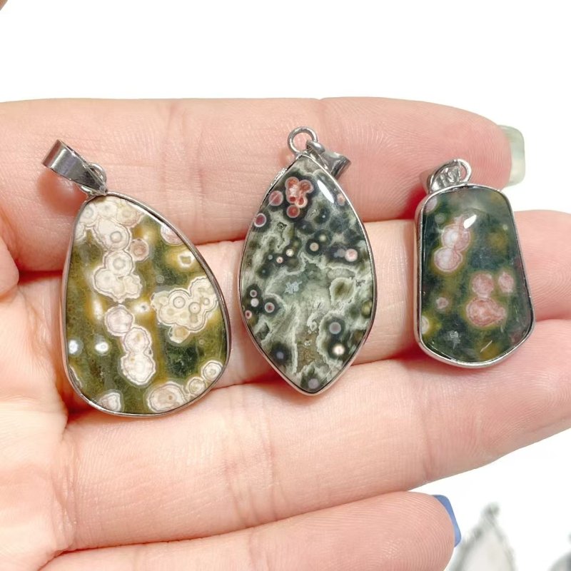 48 Pieces Vein Ocean Japser Pendant - Wholesale Crystals