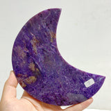 Large Charoite Moon Carving With Stand #7