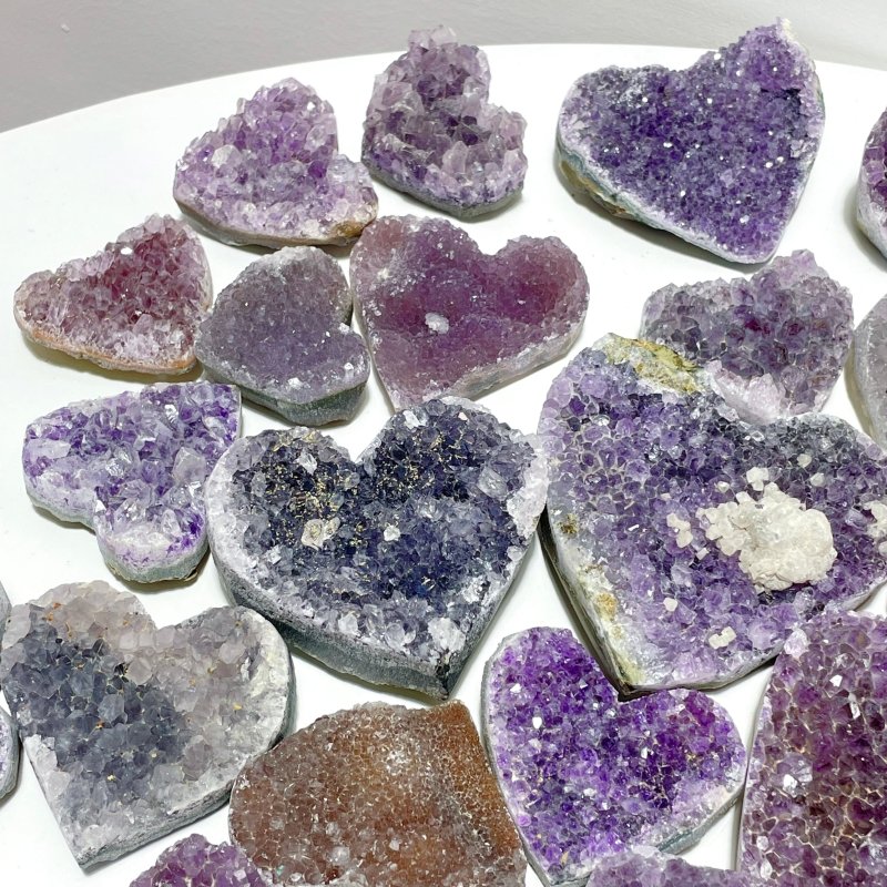 49 Pieces Beautiful Amethyst Cluster Heart - Wholesale Crystals