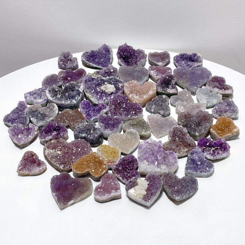 49 Pieces Beautiful Amethyst Cluster Heart - Wholesale Crystals