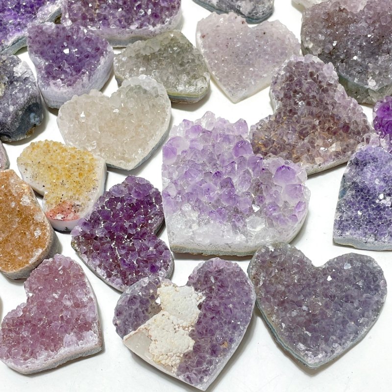 49 Pieces Beautiful Amethyst Cluster Heart - Wholesale Crystals