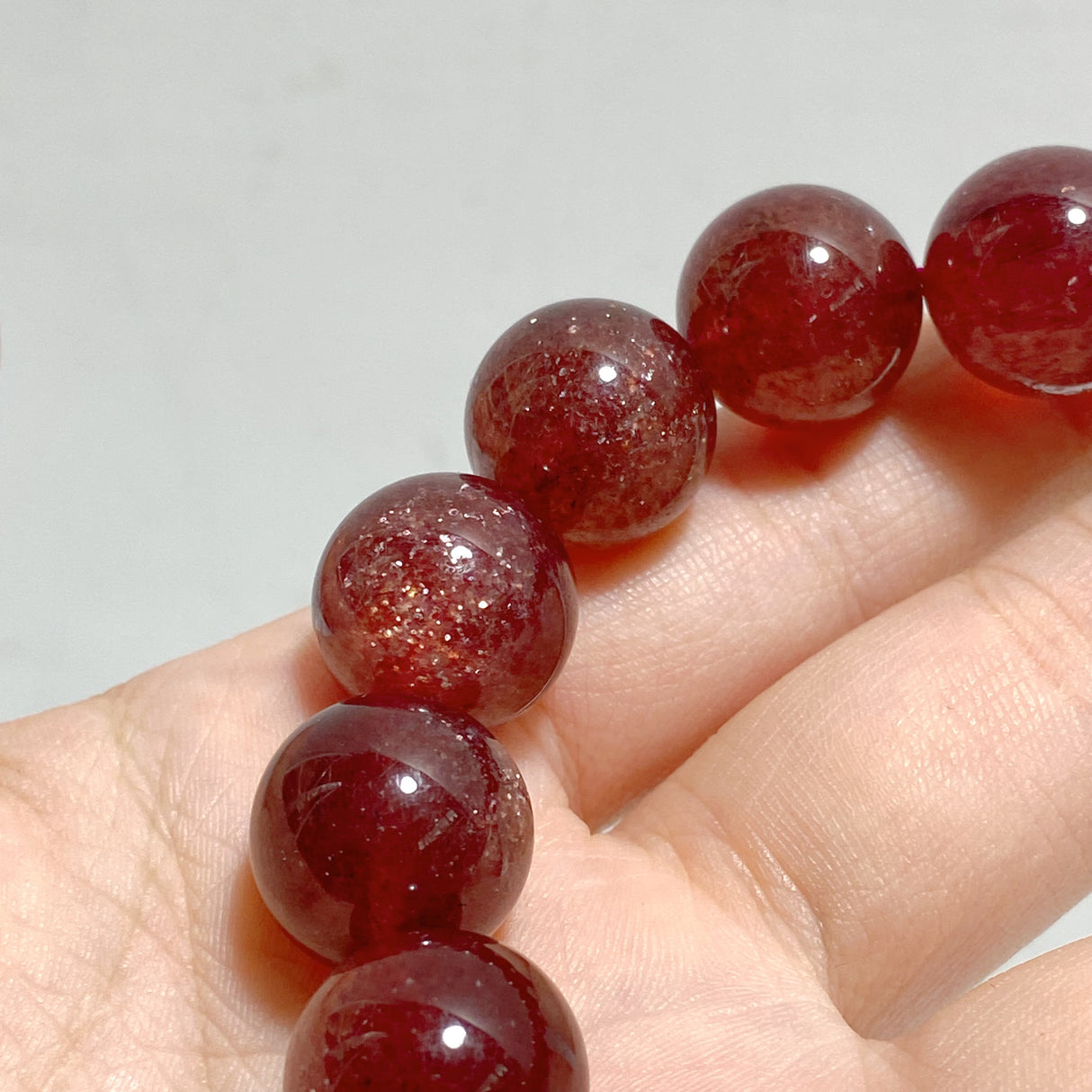 High Grade 15mm Spark Strawberry Quartz Bracelet