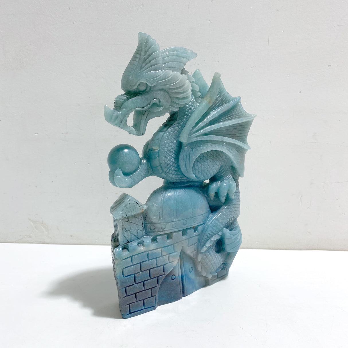 Unique Trolleite Flying Dragon With Castle Carving